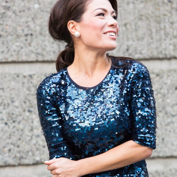 Blue Sequin Dress (Medium) - Picture 2 of 6
